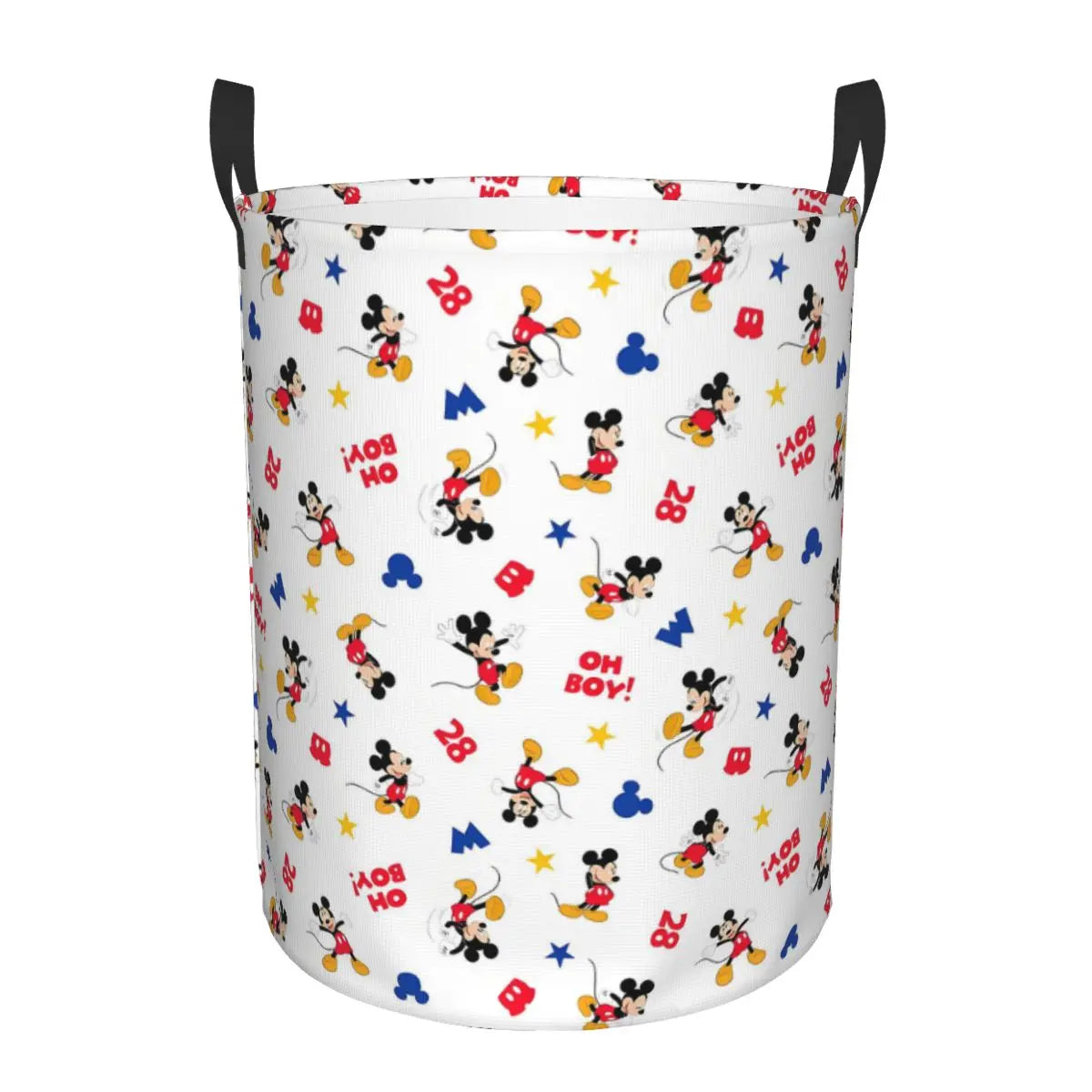 Tejesa  Mickey Mouse Cartoon Pattern Laundry Basket Collapsible Clothes Hamper for Nursery Kids Toys Storage Bin