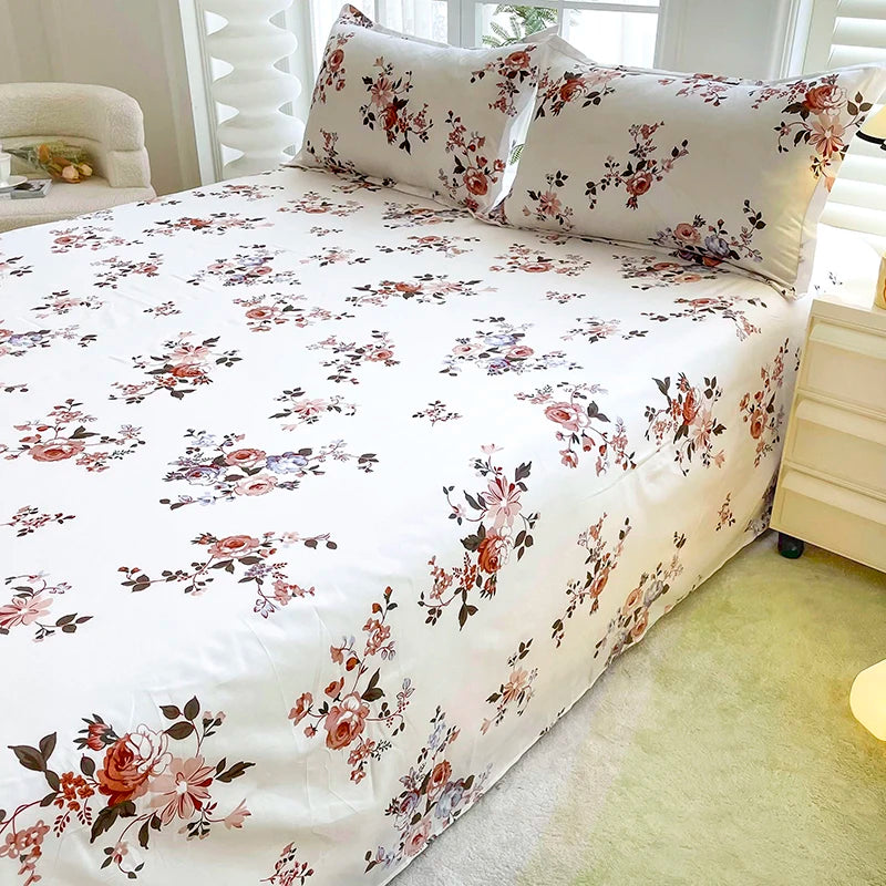 1pc Bed Sheet Flower Printed Top Sheets Single/Queen/King Bedsheet for Double Beds Floral Flat Bed Sheet(without pillowcase)