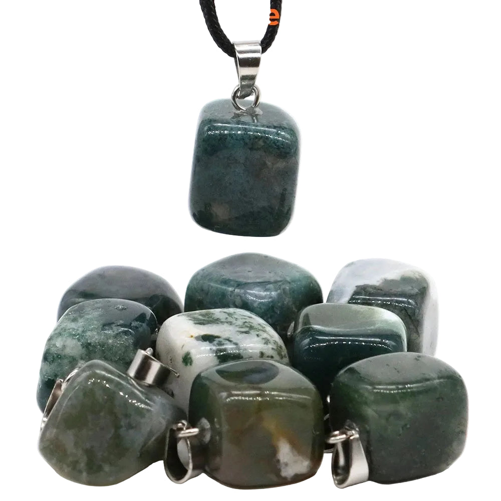 Natural Healing Irregular Tumble Stone Necklace Reiki Mineral Rose Quartz Tiger Eye Pendants for Women Men Jewelry Making Gifts