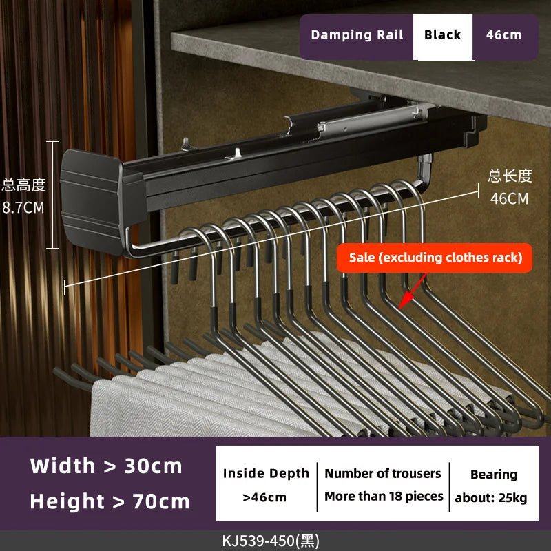 Hemasa Wardrobe Clothing Holders Trousers Racks Cabinet Clothes Storage Rack Pants Shelves Push-pull Damping Rack