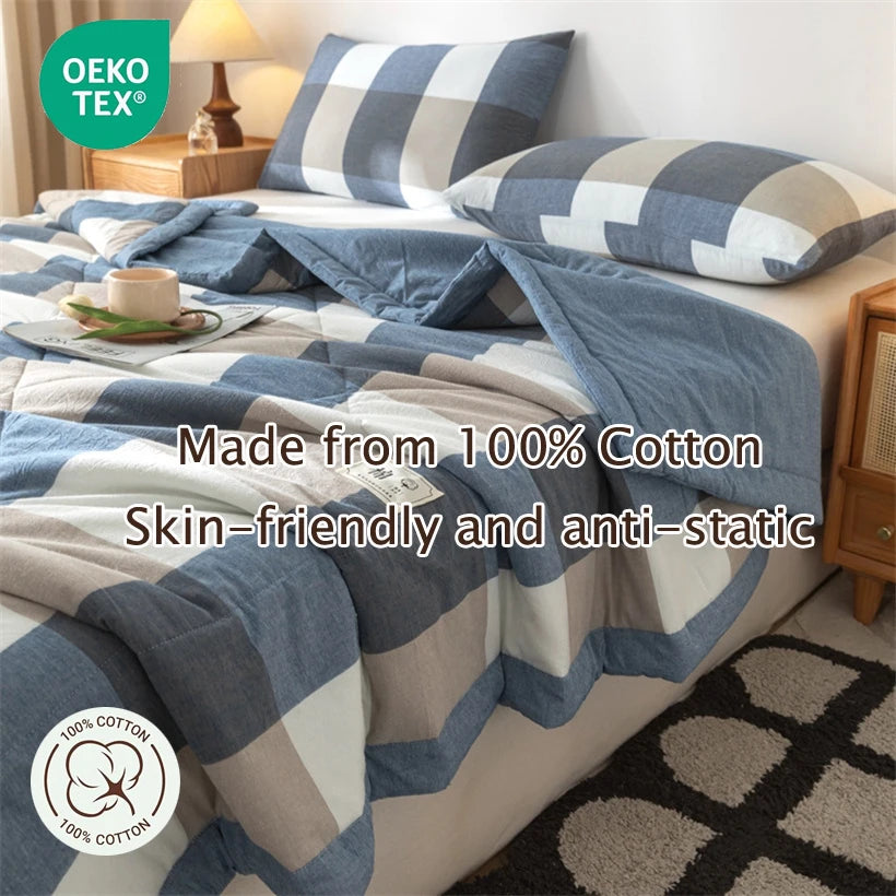 Tejesa Summer 100% Cotton Thin Quilt Comforter Soft Air Conditioning Quilt/Duvet/Blanket Lightweight Bed Cover Soft Bedding