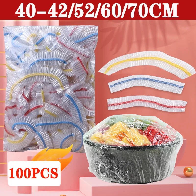 Disposable Food Cover Colorful Big Saran Wrap Food Grade Fruit Vegetable Storage Bag Elastic Plastic Kitchen Fresh Keeping Bags