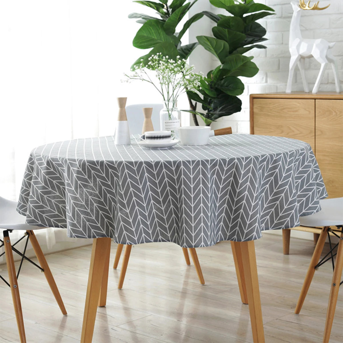 Linen Round Tablecloth Table Cloth Decorative Dust-Proof Table Cover Washable 120/150cm for Dinner Party Wedding Party Decor