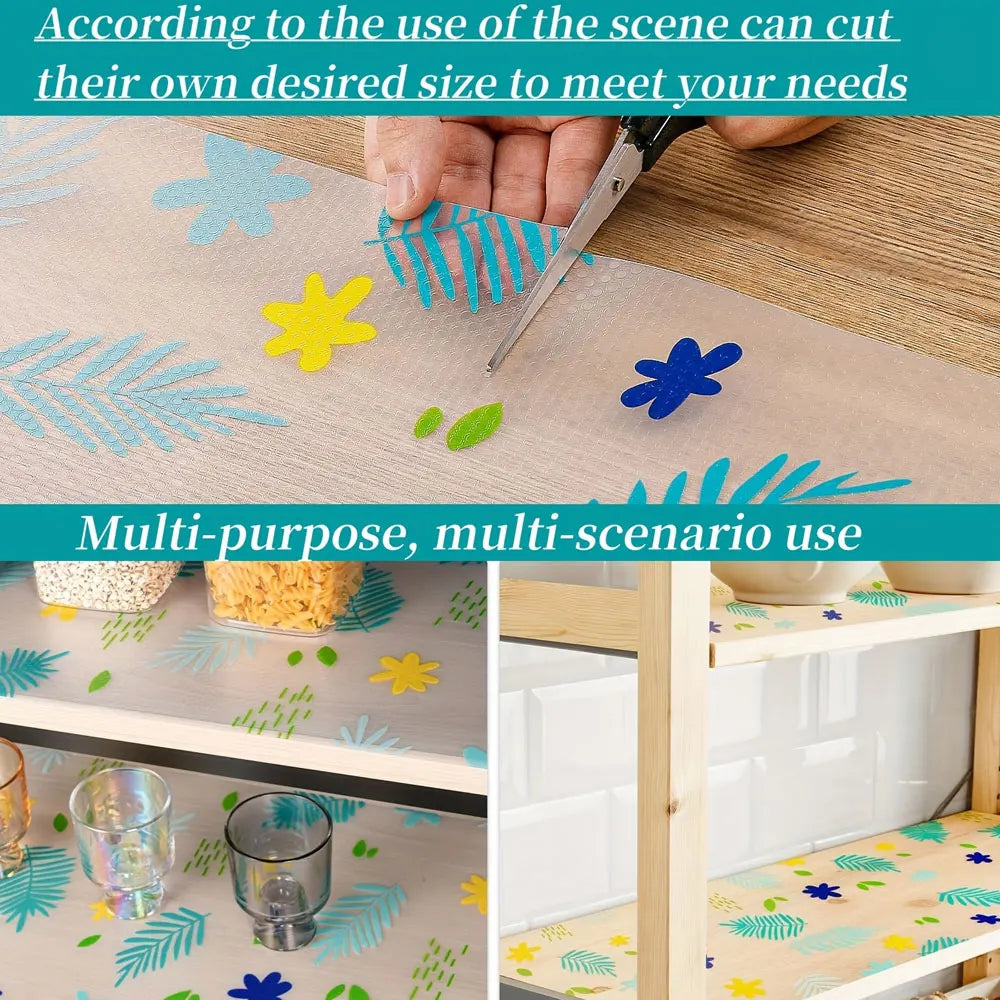 Tejesa  Kitchen Cabinet Liners EVA Shelf Drawer Mat Non-Adhesive Waterproof Anti-Slip Anti-Dust Fridge Table Mat For Home Use
