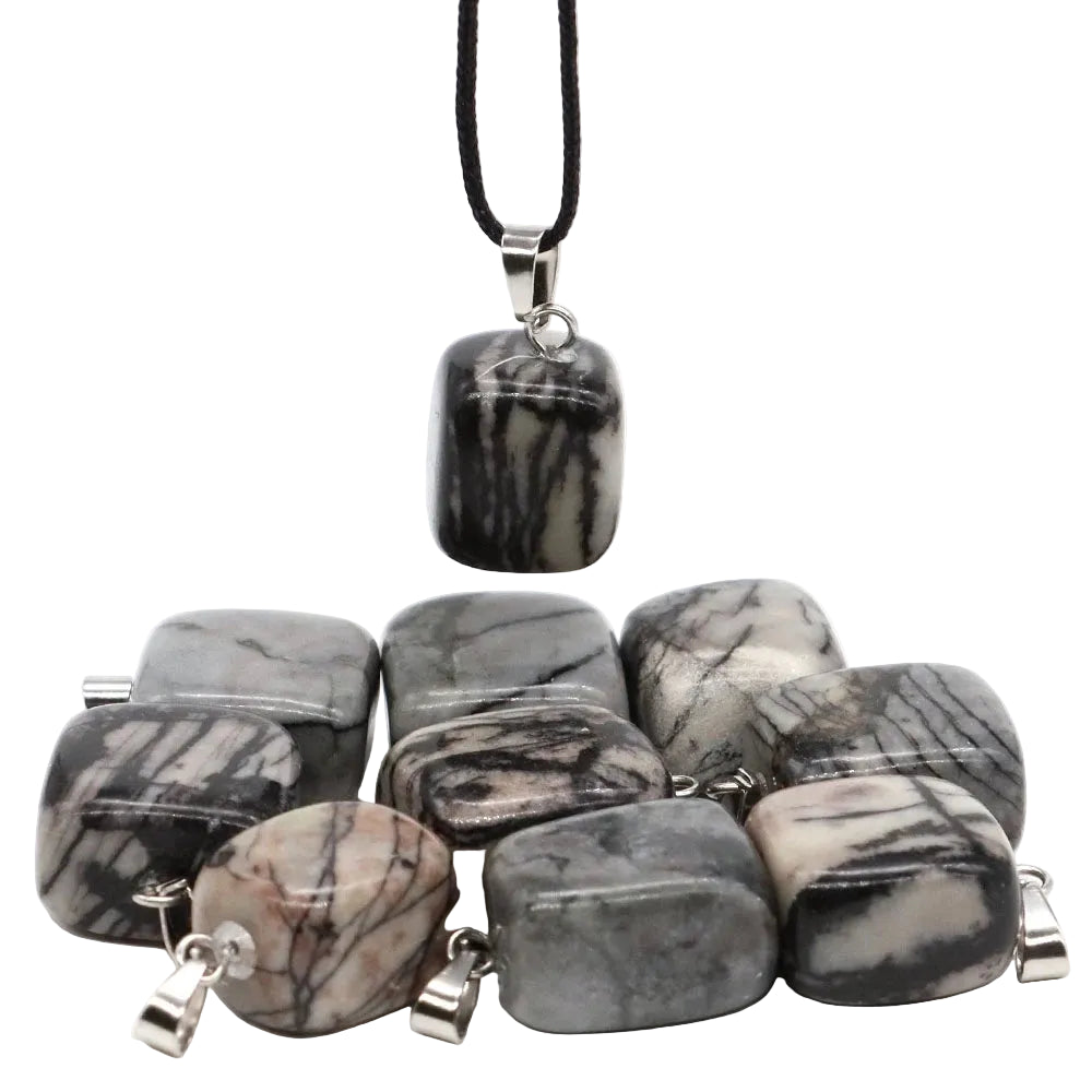 Natural Healing Irregular Tumble Stone Necklace Reiki Mineral Rose Quartz Tiger Eye Pendants for Women Men Jewelry Making Gifts