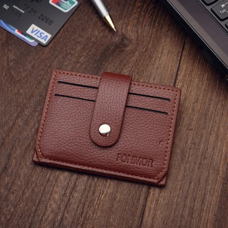 Fashion Leather Men Slim Money Case Credit Card Holder Coin Pocket
