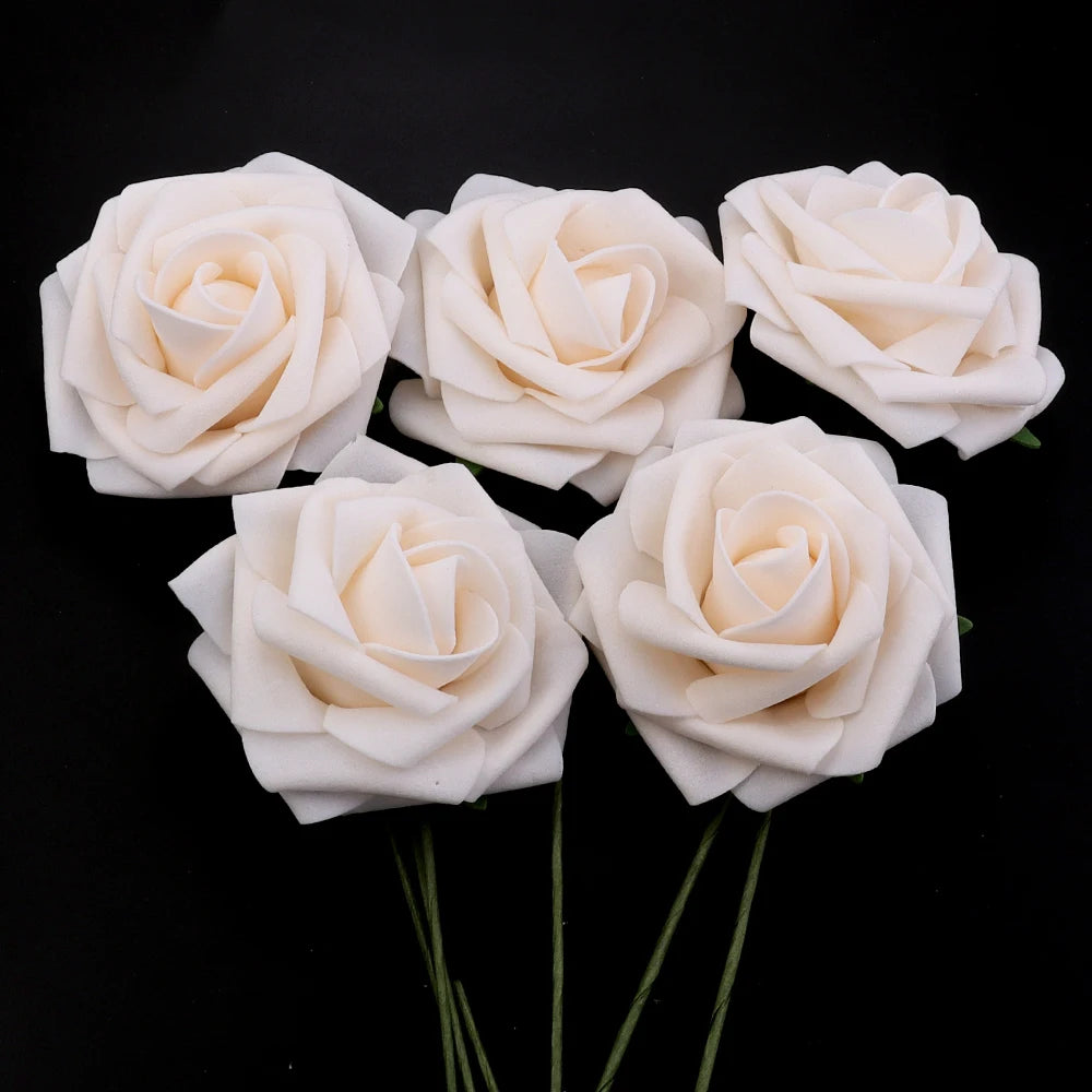 Tejesa 5/10/20Pcs Artificial Foam Rose Flowers 7.5cm PE Simulation Roses Fake Flower Bouquet for DIY Home Wedding Party Dceor Material