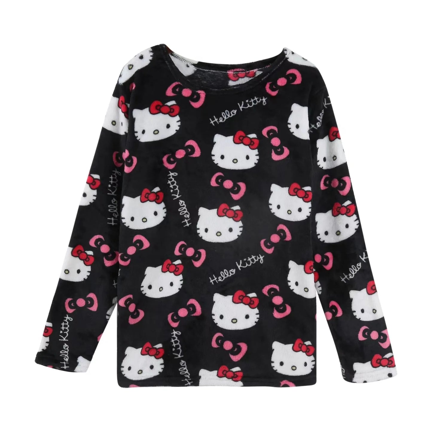 Hemasa  Hello Kitty  Loungewear Set Loose Flannel Ladies Pajama Pants  for Girls