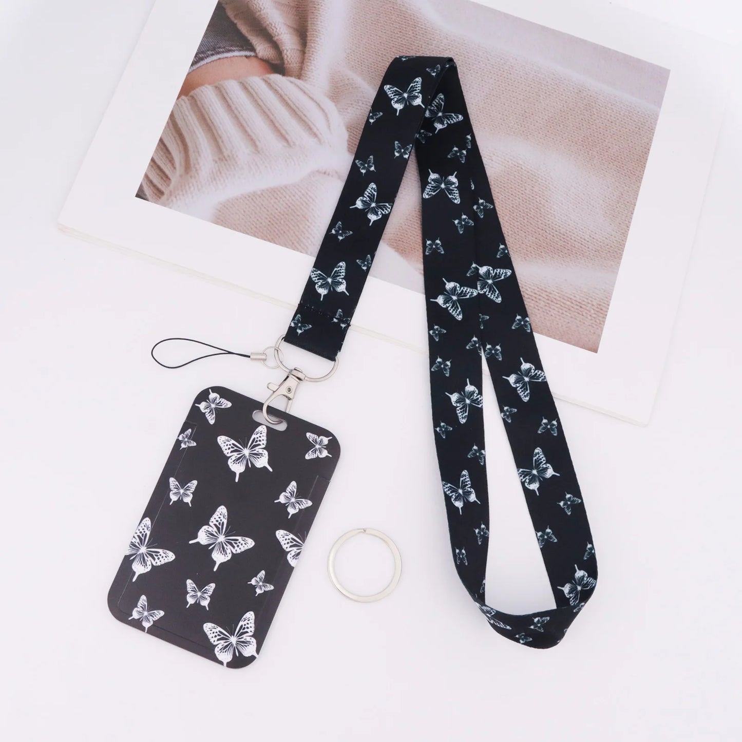 Tejesa Butterfly Teacher Lanyard with Id Holder  /Neck Strap for Keys/ Keychain Cell Phone Strap