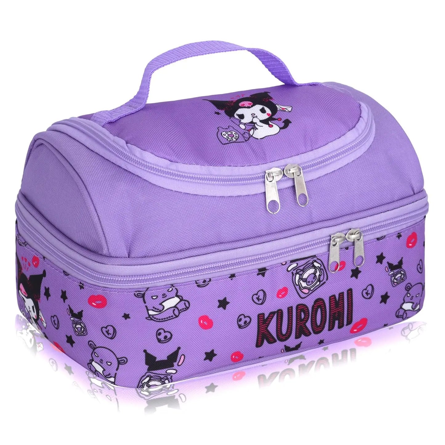 Hemasa  Kuromi  Lunch Box Large Compartment Lunch Container Tote for Work Travel hello kitty bag