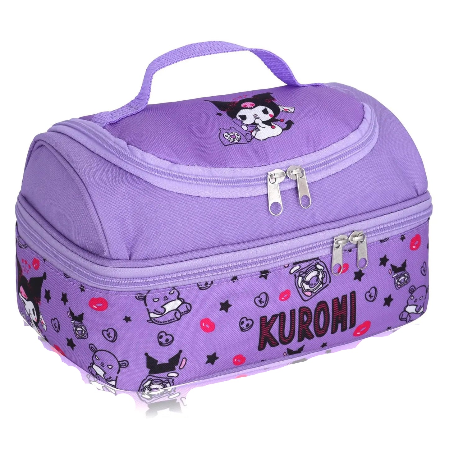 Hemasa  Kuromi  Lunch Box Large Compartment Lunch Container Tote for Work Travel hello kitty bag