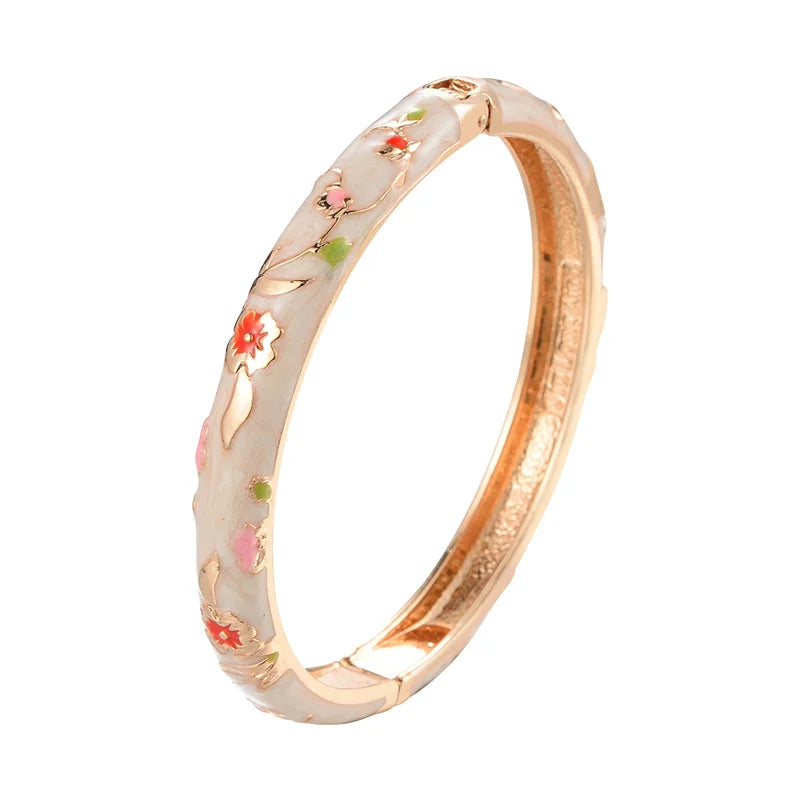 Enamel Bracelet For Women Floral Bangles On Hand Cloisonne Women's Hand Bracelets African Jewelry Dubai Indian Bohemian Holiday