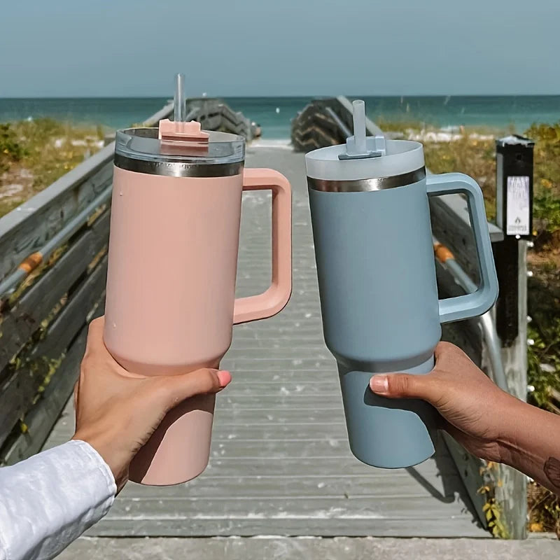 Hemasa 40oz Stainless Steel Insulated Water Bottle With Handle Drinking Cups Keeps Cold Tumbler With Lid Straw Mug for Summer Outdoor
