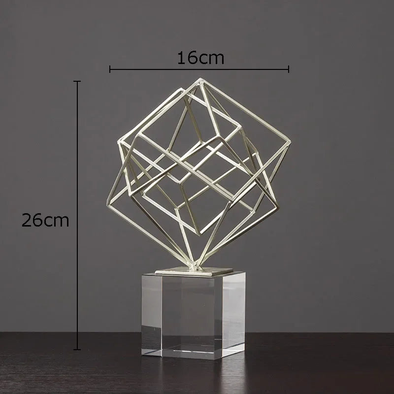 Creative Metal Geometric Ornaments Desk Decoration Ornaments Modern Decor Gold/silver Alloy Crafts Geometric Artwork Statue