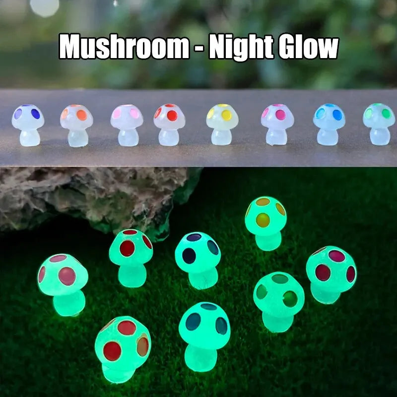 Hemasa 8PCS Mini Glowing Mushrooms Tiny Mushrooms Decoration for Miniature Garden Landscape