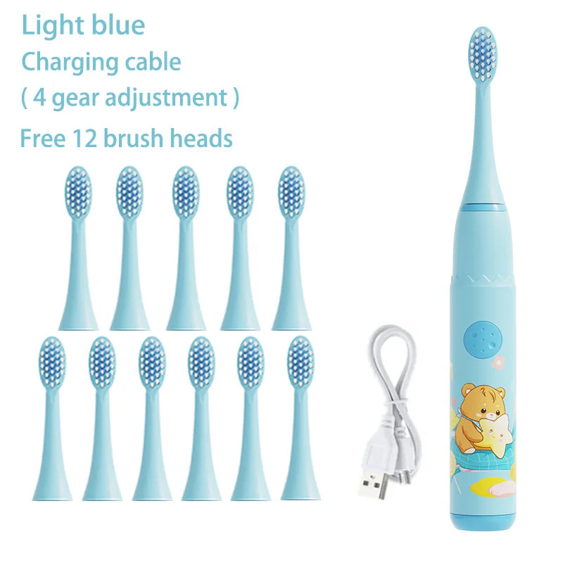 Children Sonic Electric Toothbrush Cartoon Kids With Replace The Toothbrush Head Ultrasonic Electric Toothbrush Sonic Brush Head