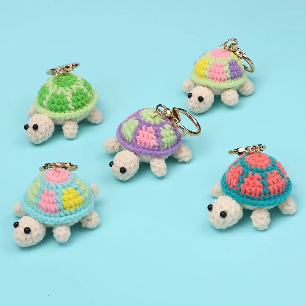 Hemasa Cute Turtle Keychain Lovely Crochet Turtle Pendant /Handwoven Animal Key Ring