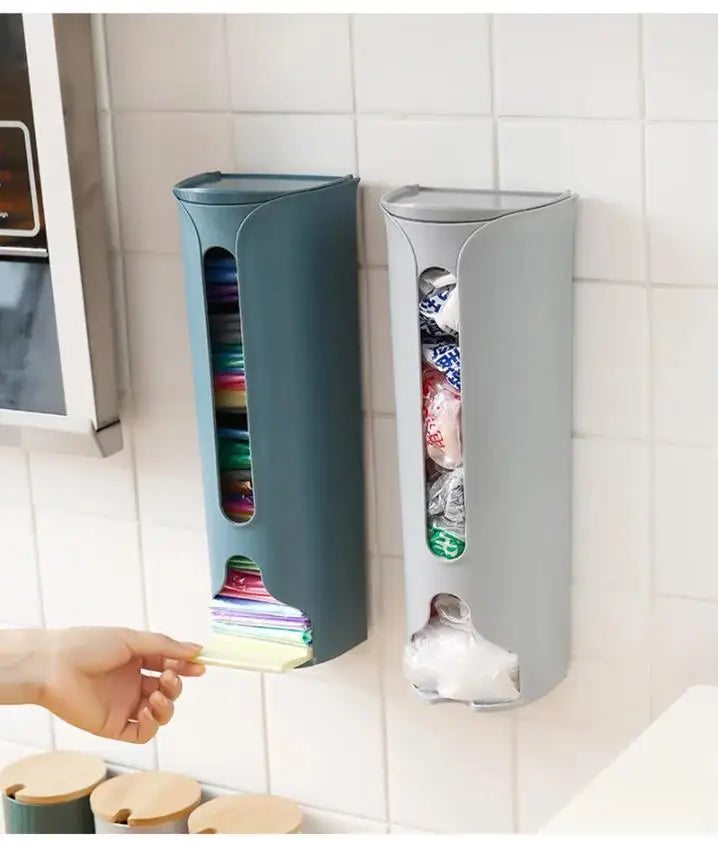 Kitchen Plastic Bag Holder Organizer Wall Hanging Garbage Bag Storage Box Bathroom Trash Bag Bucket Dispenser Kitchen Accessory