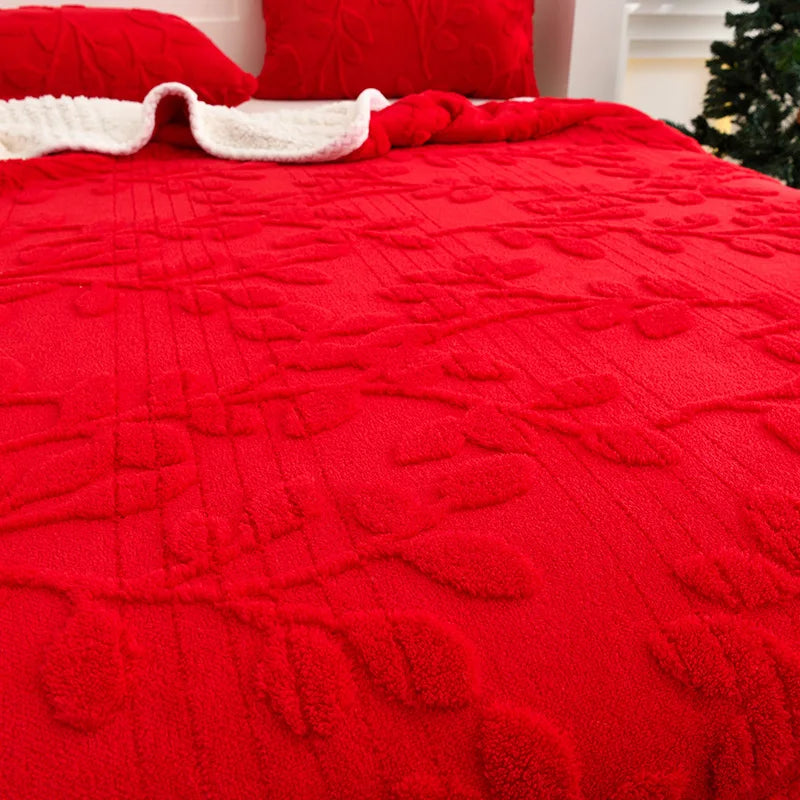 Tejesa Double Layer Taffeta Fleece Christmas Sofa Blanket French Style Jacquard Bed Throw Blankets Autumn Winter Warm Plush Bedspread