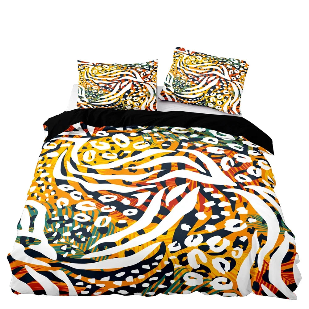 Hemasa American Style Bedding Set Queen Pink Leopard Pattern Duvet Cover with Pillowcase Single Double King Soft Comforter Bed Cover