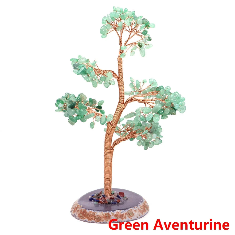 Natural Healing Crystal Stone Amethyst Tree Wire Wrapped Agate Flake Base Home Office Desk Living Room Feng Shui Decor Gifts