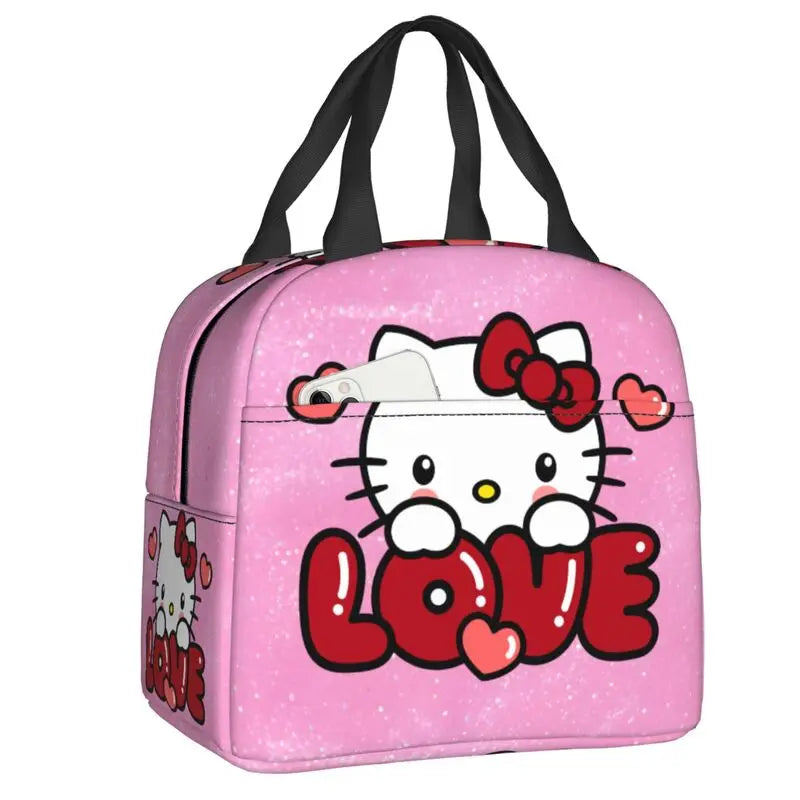 Hemasa  Hello Kitty Cat Lunch Bag Leakproof Cooler Thermal Insulated Bento Box For Women Kids Picnic Travel Food Tote Bags