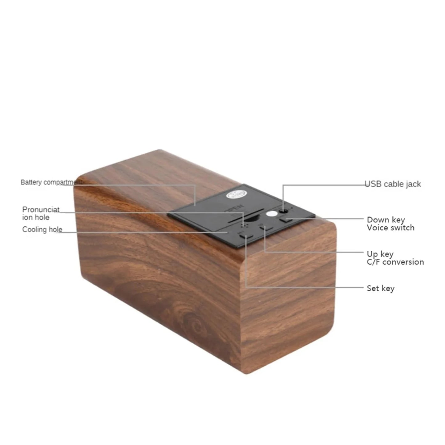 Tejesa Pencil Organizer Pen Holder Alarm Creative Simple Desktop Wooden Clock  Led Time Temperature Date Display Clock Home Decor