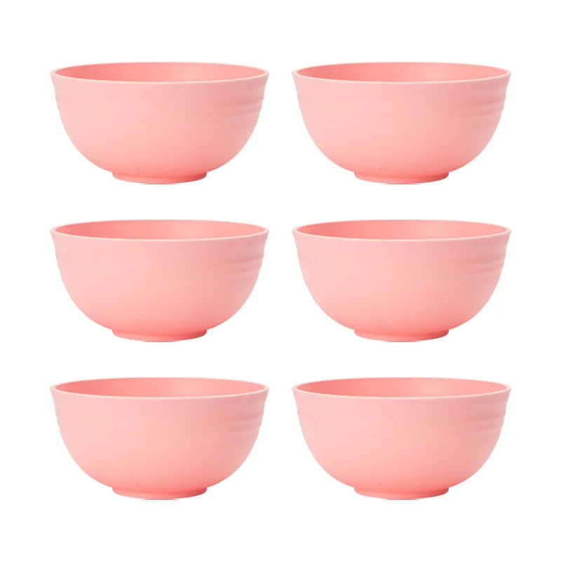 Hemasa 4/6/8pcs Pink food bowl Reusable plastic cutlery for dessert snacks Portable camping food bowls for going out