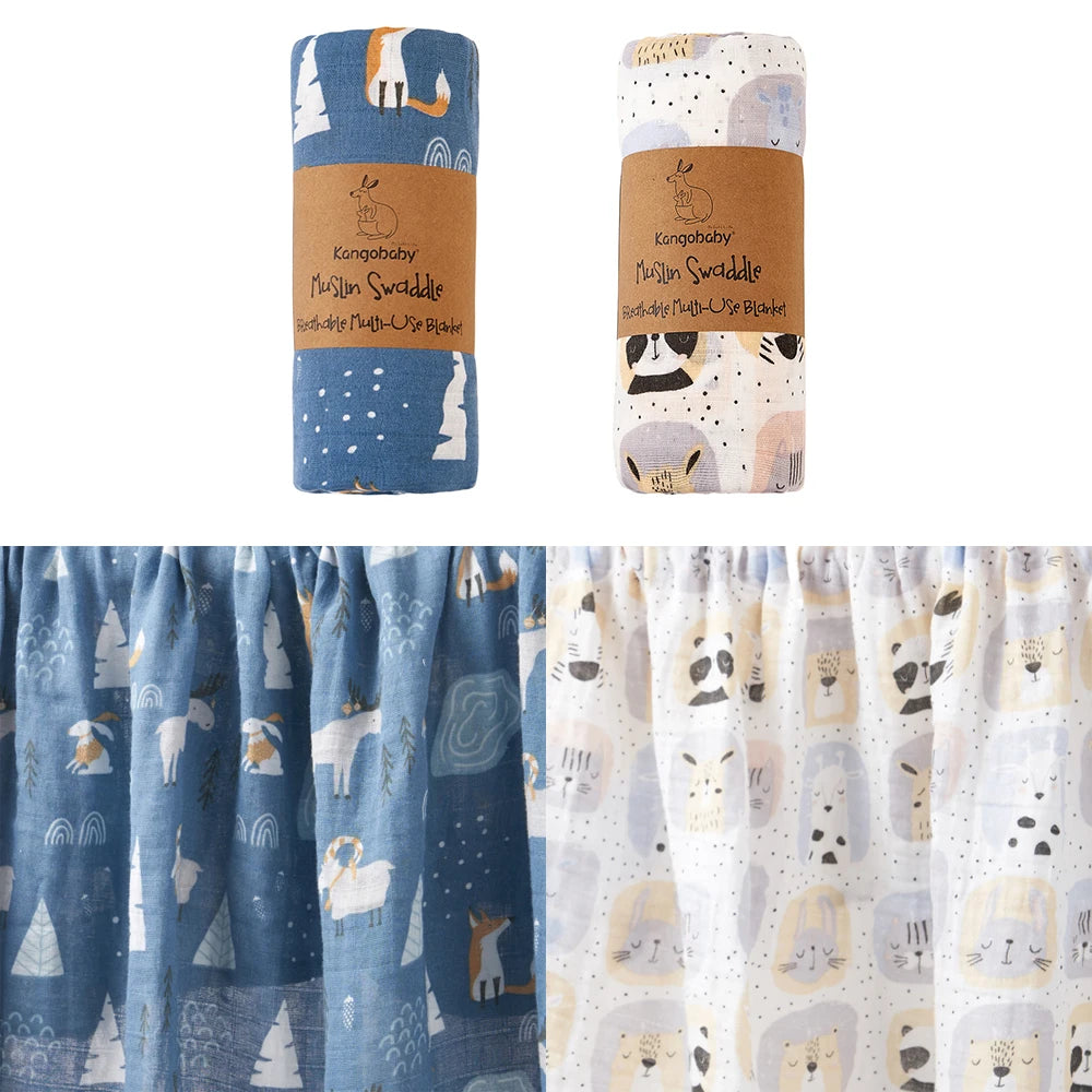 Tejesa 2pcs Set 100% Cotton Baby Muslin Swaddle Blanket / Newborn Bath Towel / Infant Wrap