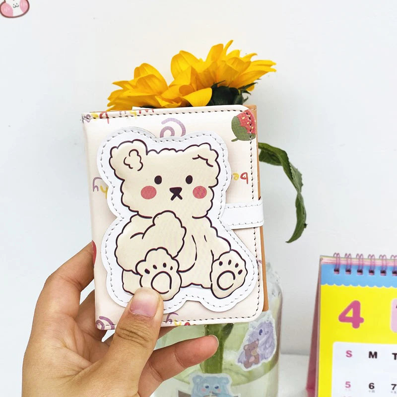 Cartoon Pu Purse Wallet Lovely Little Bear Coin Wallet Simple And Portable Three Fold Student Mini Card Bag Birthday Gift