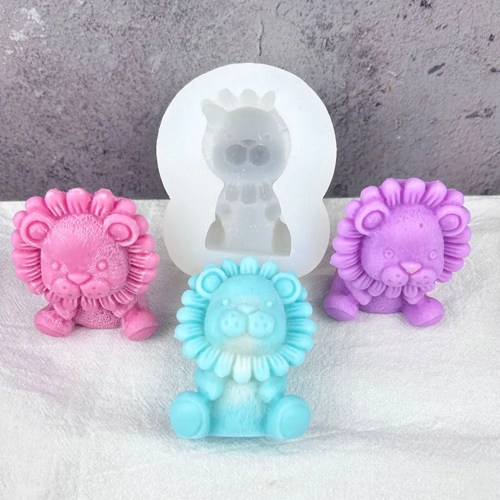 For Fun Cute Lion Silicone Candle Mold Aromatherapy Plaster Handmade Soap Resin Making Molud Baking Mold Home Decoration Gift