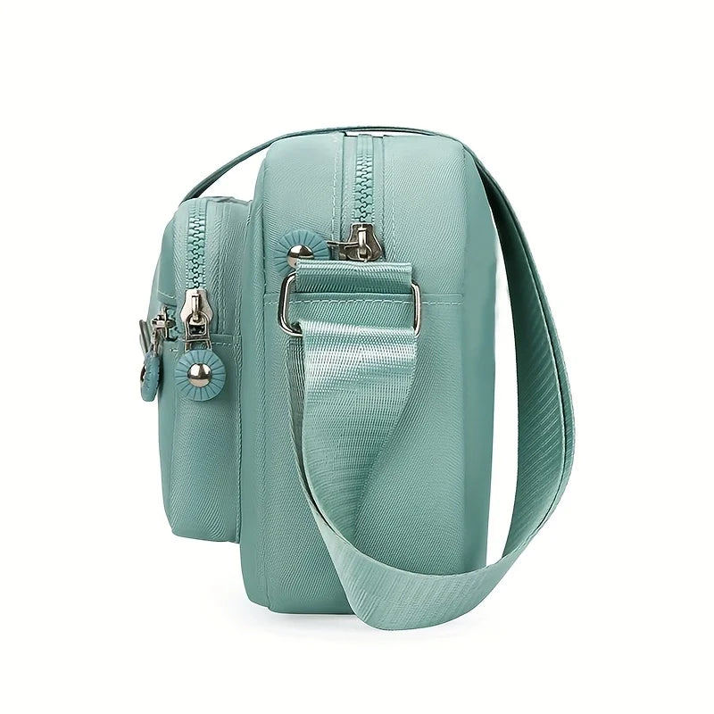 1pc Lightweight Nylon Women's Shoulder Bag,Adjustable Strap,Casual Crossbody Design in Mint,Zipper Closure, Ideal for Everyday