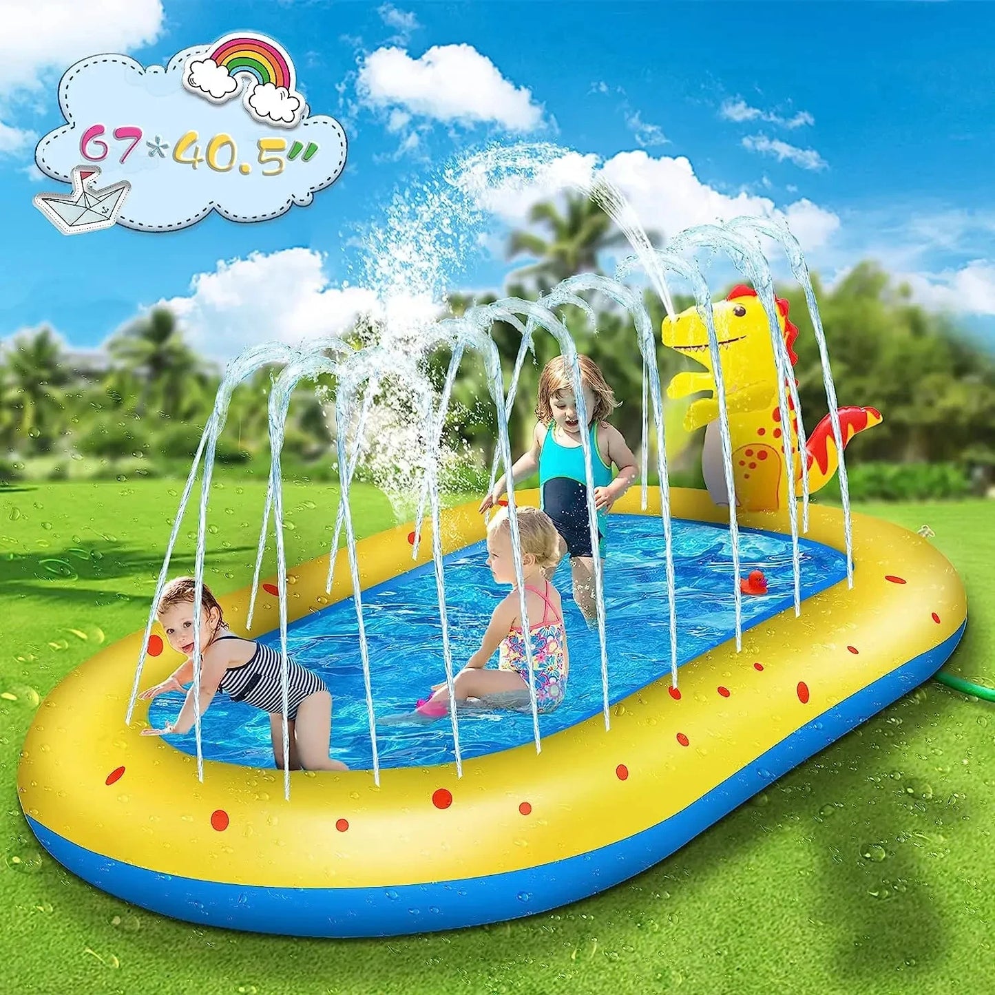 Hemasa Inflatable Children Swimming Pool for Kids / Dinosaur Sprinkler Kiddie Pool