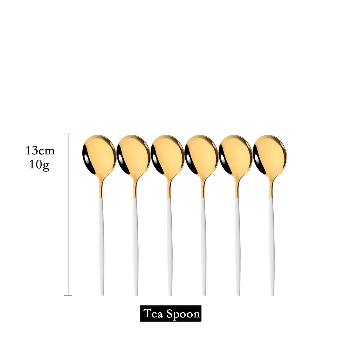 Hemasa 6Pcs Mirror White Gold Tea Spoon Dessert Ice Cream Stainless Steel Spoons Stirring Coffee Spoon Kitchen Accessories Flatware