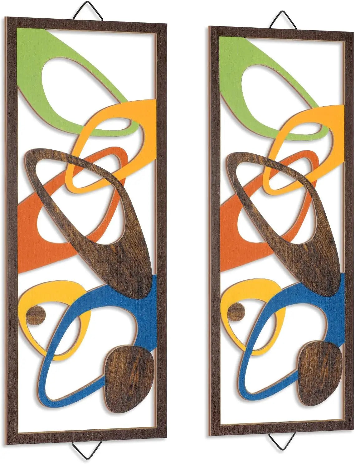Hemasa 2Pcs 40cm Modern Decor Elegance Wall Accents Wood Abstract Decor Geometric Panels for Interior Panel Wood Art Home Living Room