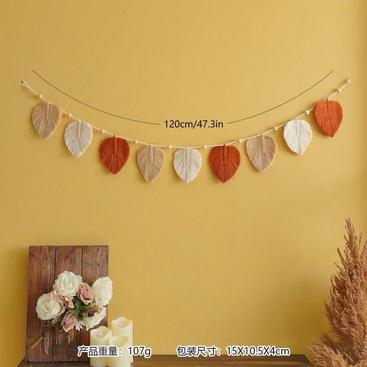 Hemasa Hand Woven Leaves Flags Tapestries Photo Props Ins Colorful Children's Room Background Wall Decorations Birthday Party Banner