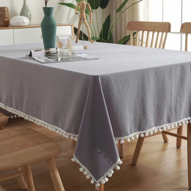 Cotton Fabric Tablecloth Tassels Stitching Washable Table Cloth for Wedding Party Dining Banquet Decoration Luxuriou Table Cover