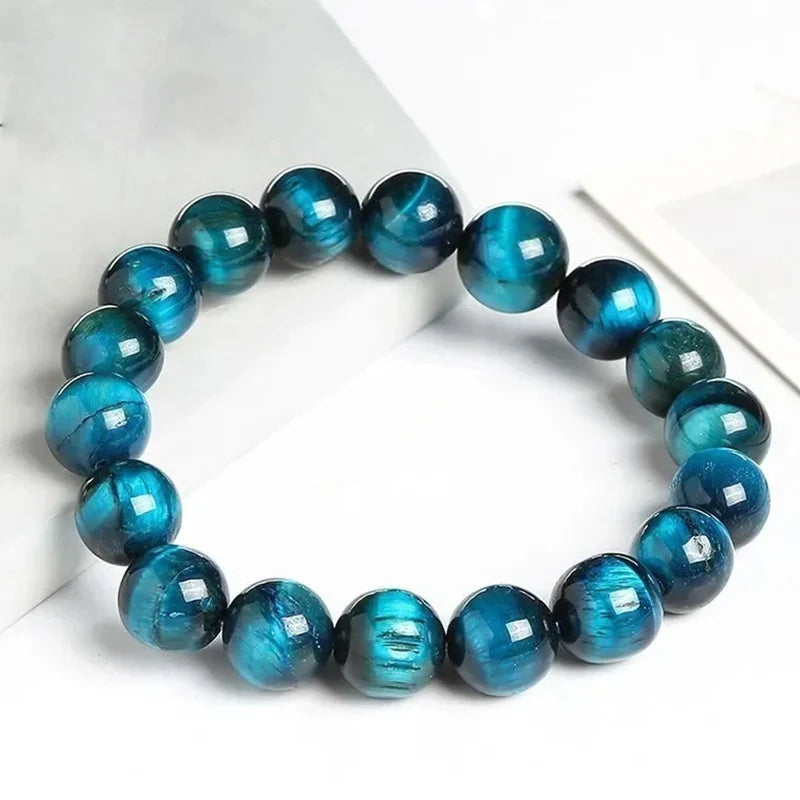 Hemasa Blue Natural Stone Cat Eye Beads Stretch Bracelet For Women