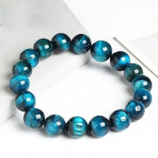 Hemasa Blue Natural Stone Cat Eye Beads Stretch Bracelet For Women