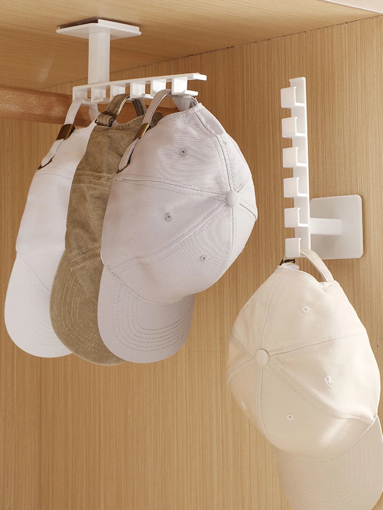 Hemasa 3 pcs Wardrobe hat storage hook, home wall mounted non perforated bag hook, hair accessories storage rack
