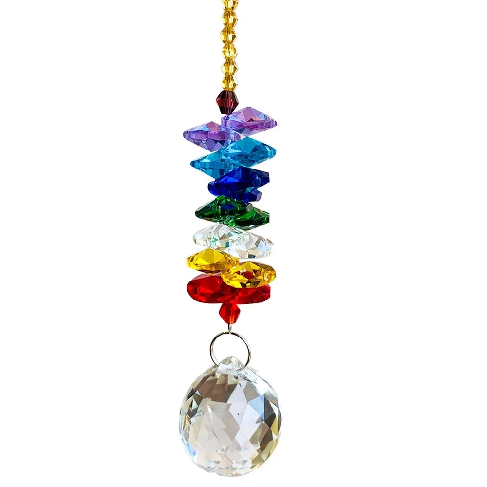 Rainbow Glass Crystal Garland Strands Chakra Beads Prisms Suncatcher Chandelier Crystal Ball Replacement Car Pendant Hanging
