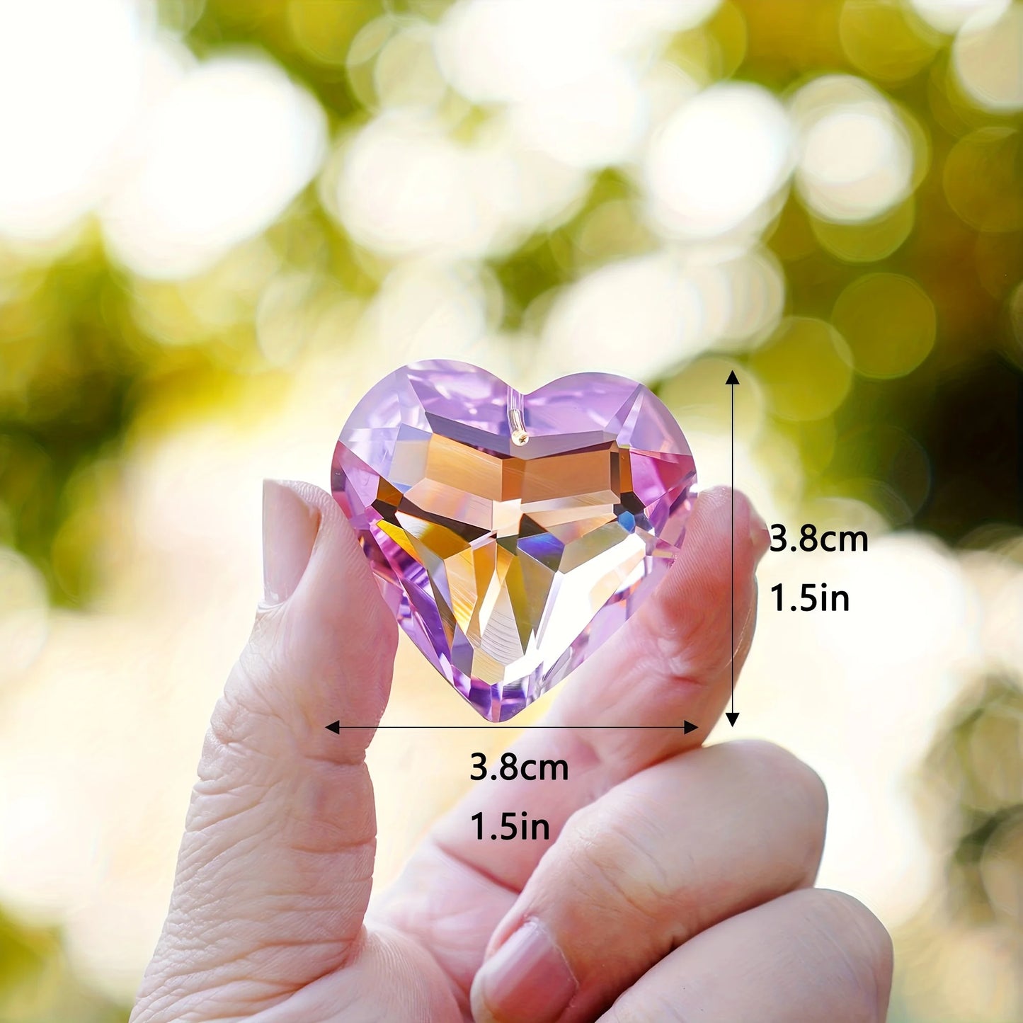 Tejesa 6-piece pink heart-shaped crystal decorations Valentine's Day heart-shaped decorations rainbow hanging crystal ornaments, for wi