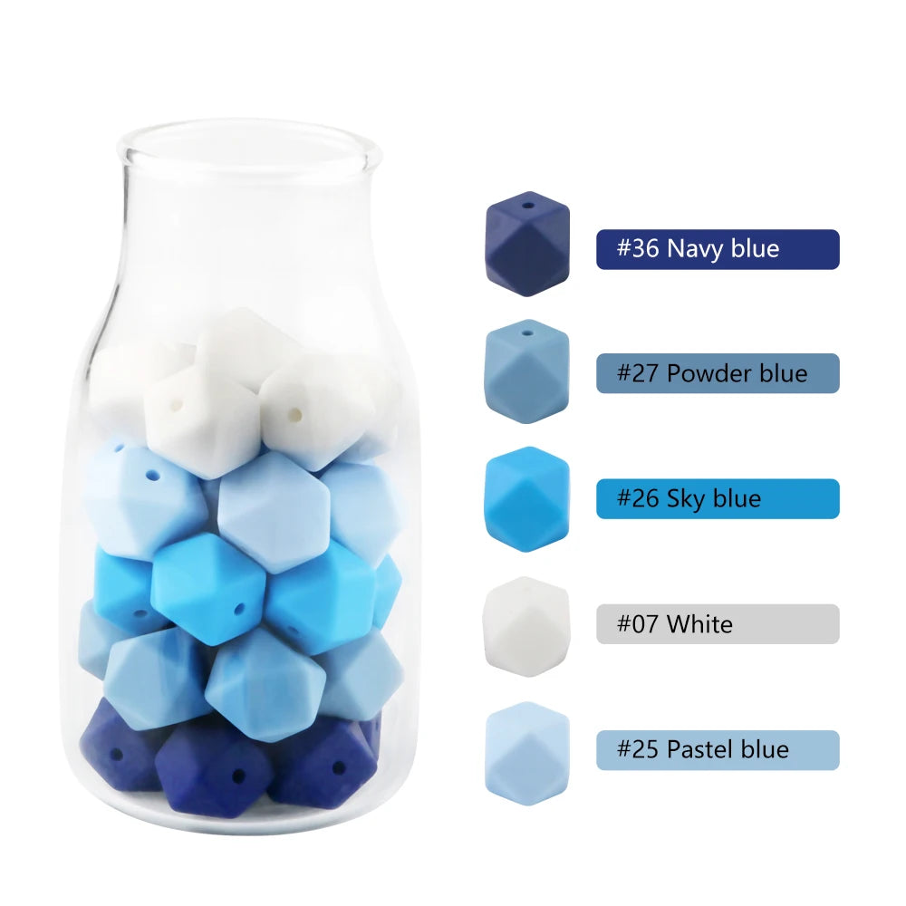 Sunrony 20pcs Hexagon Silicone Beads 14mm/17mm Silicone Beads For Jewelry Making Bulk DIY Pacifier Chain Jewelry Accessories