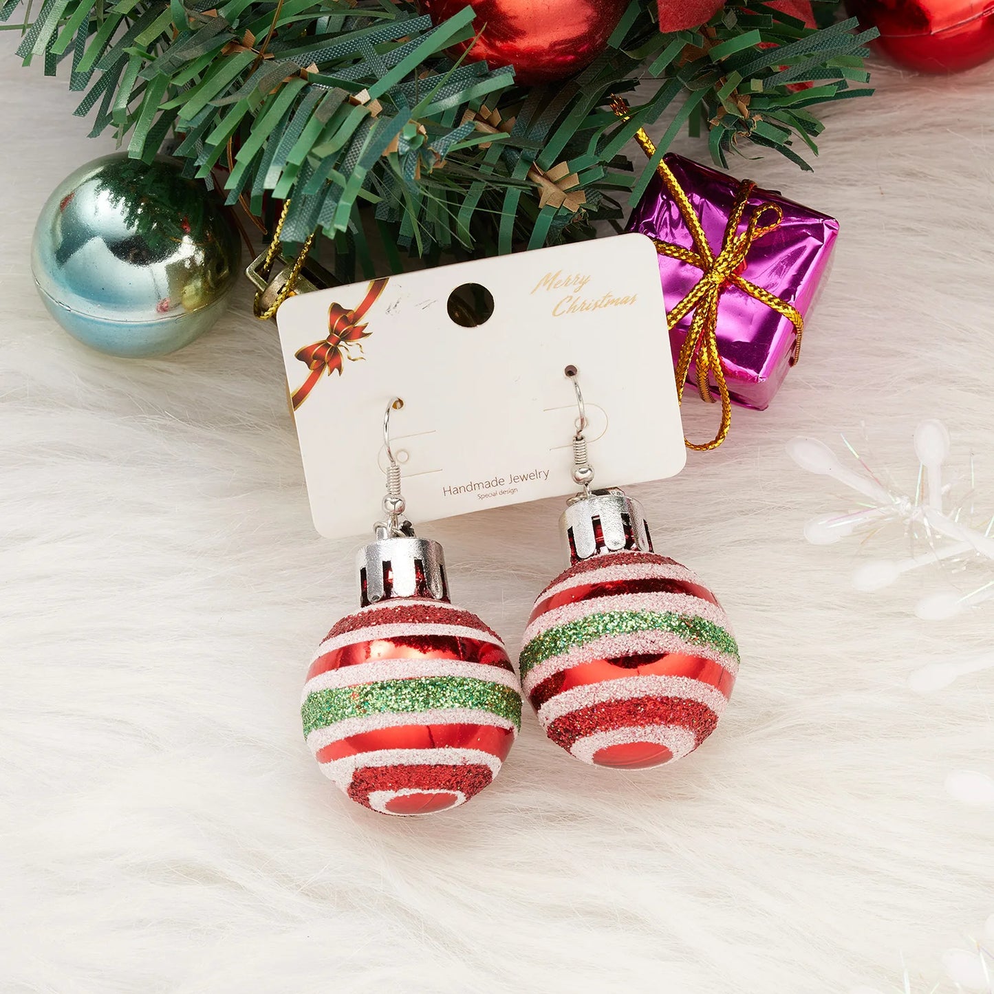 Merry Christmas Colorful Light Bulb Ball Shaped Drop Earrings for Women Luxury Creative Earrings Girl New Year Party Jewelry
