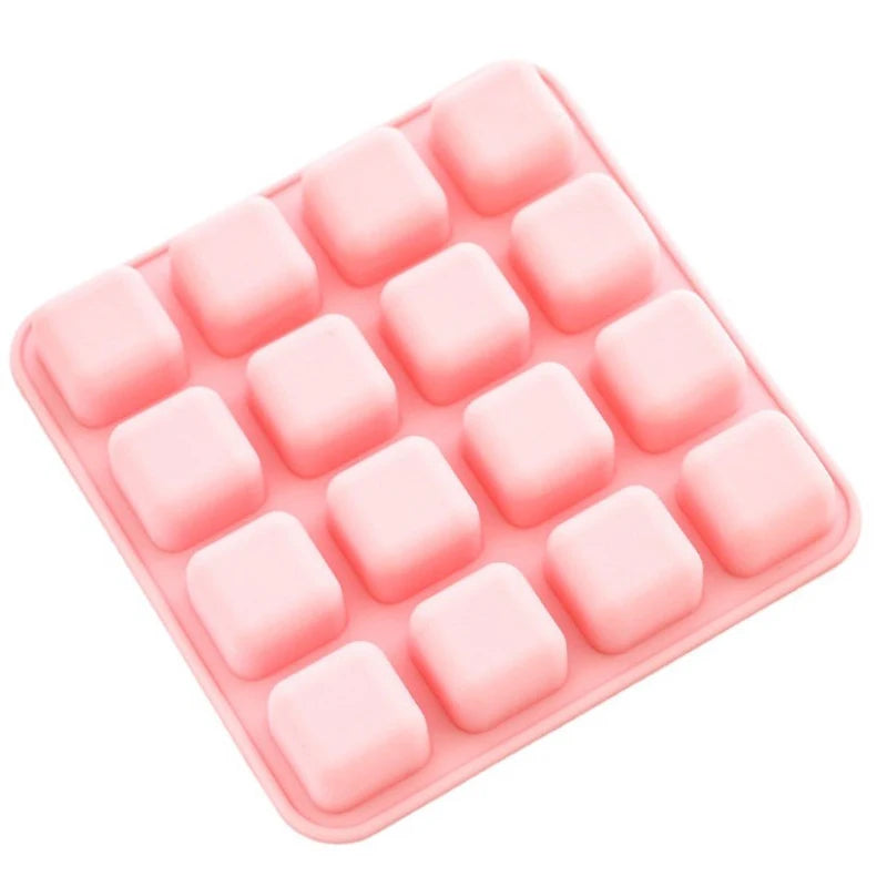Hemasa 16-Hole Square Chocolate Mold/ Silicone Cake Pudding Dessert Mould