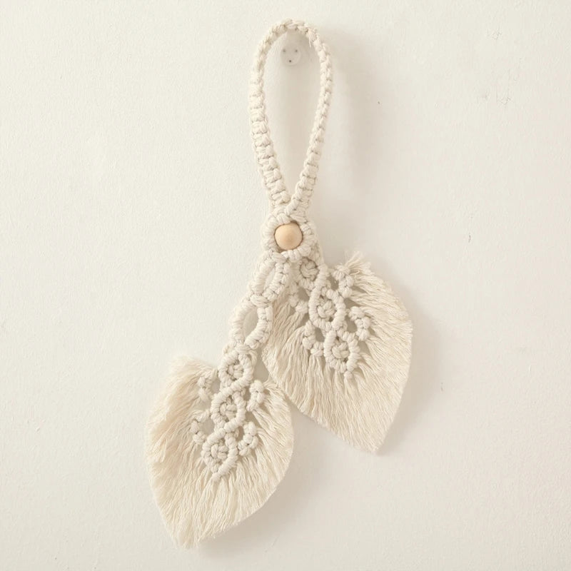 Leaf Tassel Macrame Curtain Tieback Hand-Woven Cotton Rope Drapery Holdback Drop Shipping