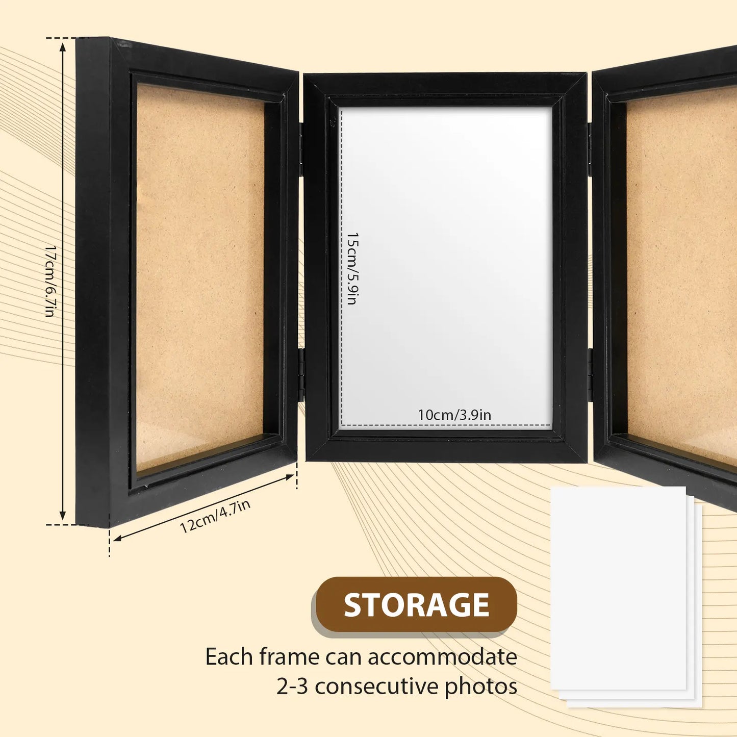 Foldable Hinged Photo Frame Double/Triple Photo Frame Integrated Desktop Album Set 180 ° Vertical Photo Frame HD Photo Gift Fram