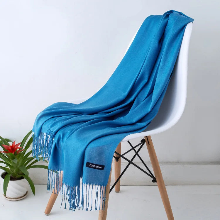 Women's Pashmina Scarf Shawls Soft Cashmere feeling Headscarf Travel Office Winter  Warm Hijabs Solid Lady Wraps Female Bandana