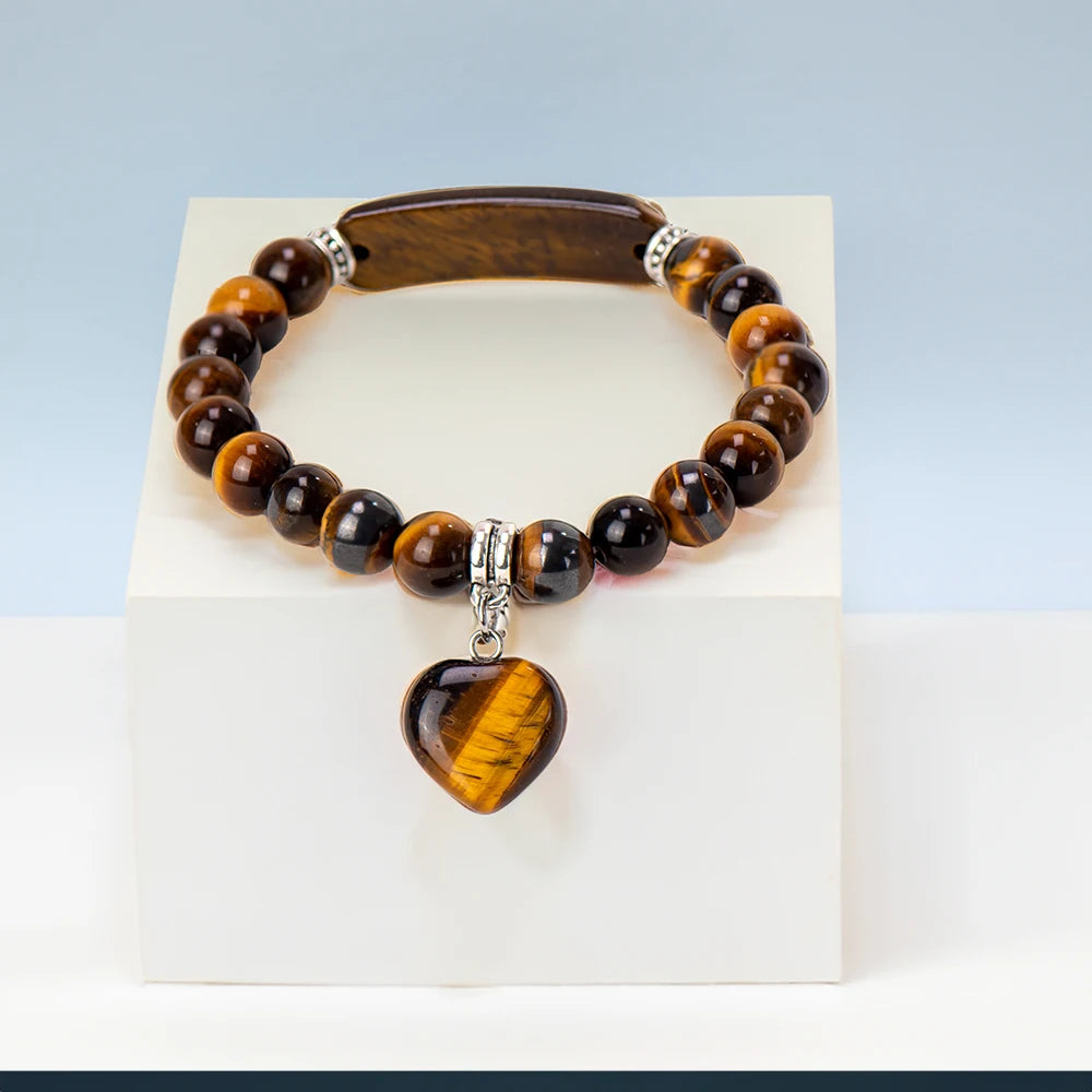 Hemasa Natural Stone Crystal Bracelets with   Heart  Charm