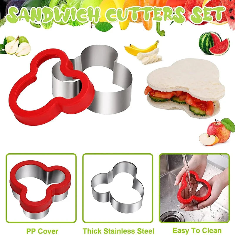 Hemasa Sandwich Cutters For Children Kids Heart Star Mickey Bread Toast Lunch Bento Box Food Cookie Sandwich Makers Molds